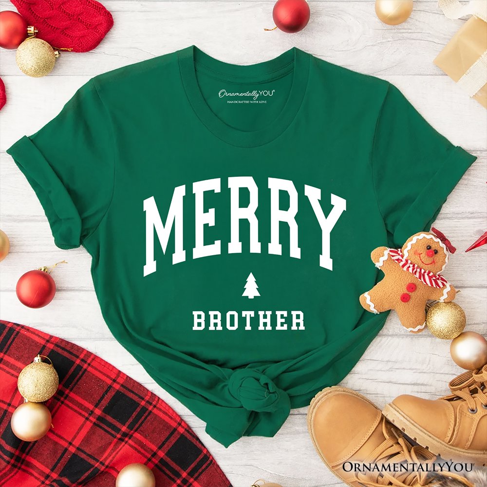 Merry Brother Retro Christmas T-Shirt, Matching Family Holiday Tee