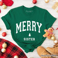 Merry Sister Retro Christmas T-Shirt, Matching Family Holiday Tee