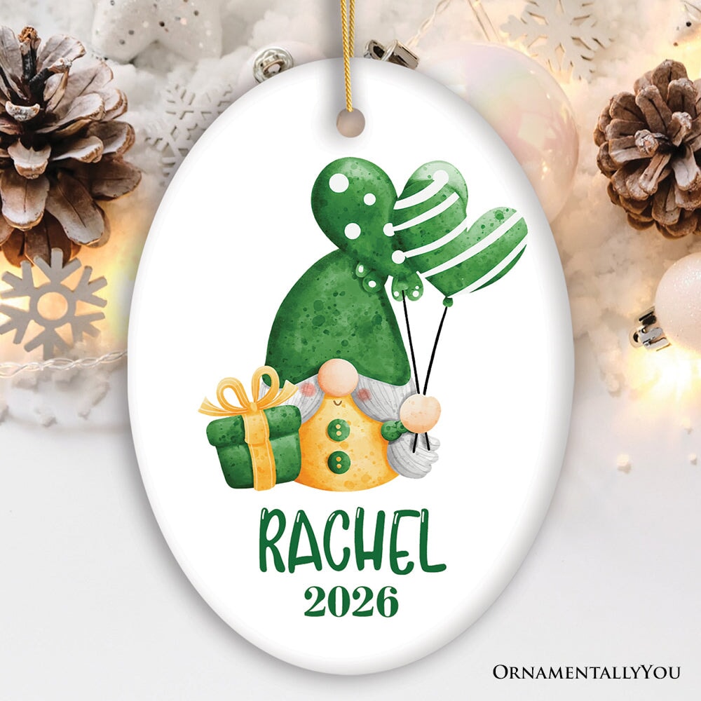 St Patrick’s Day Custom Gnome Tree Ornament, Name for St Pattys