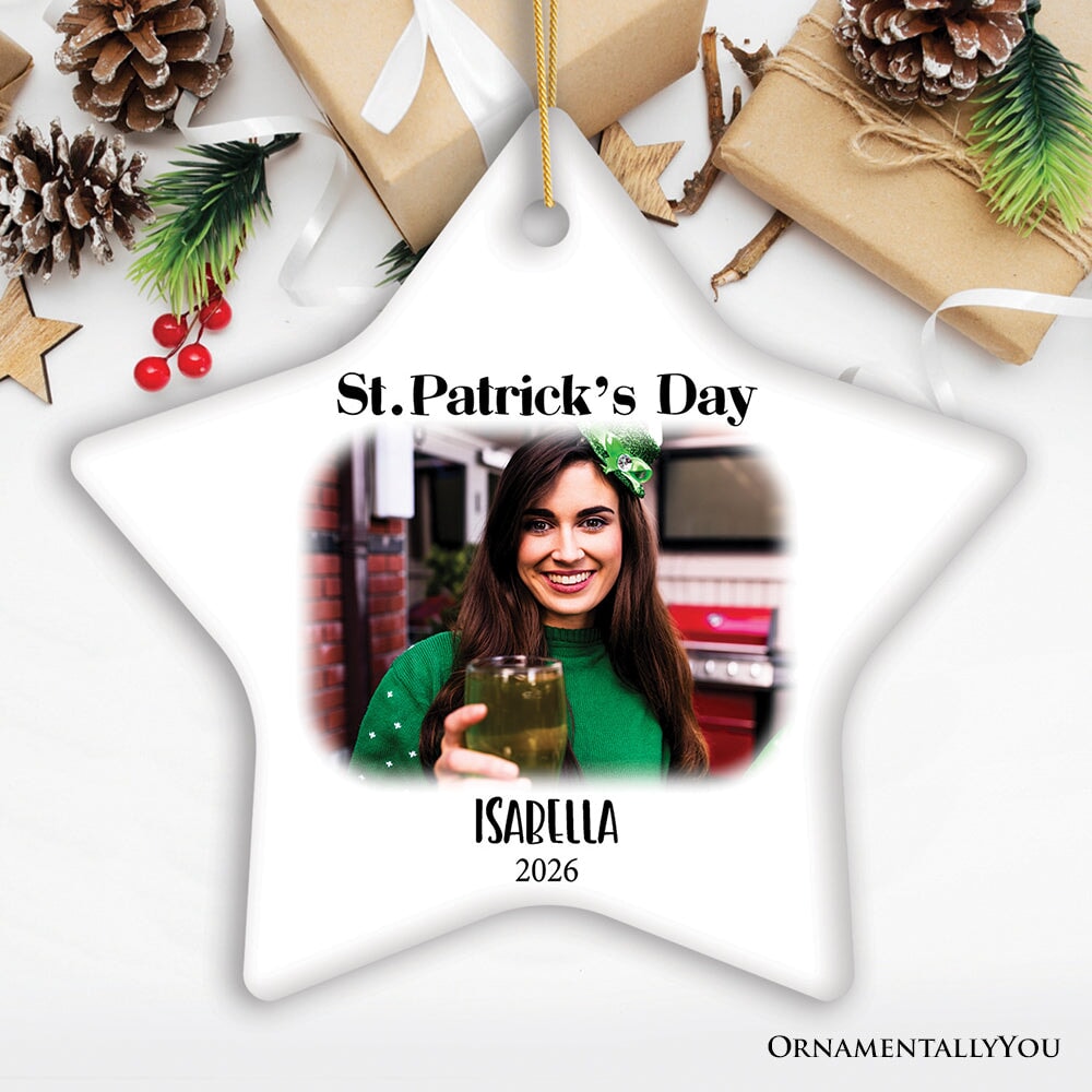 St Patrick’s Day Customized Tree Ornament with Picture Upload, Personalized Family St Patty’s Gift