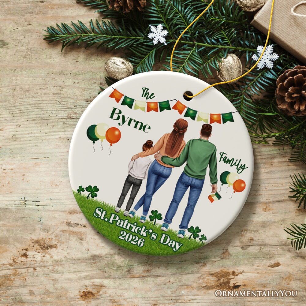 St Patricks Day Personalized Family Ornament, Irish Themed Customized Gift for St Pattys