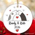 Valentine Cat Paw Heart Personalized Ornament, Cat Lover Custom Name Gift