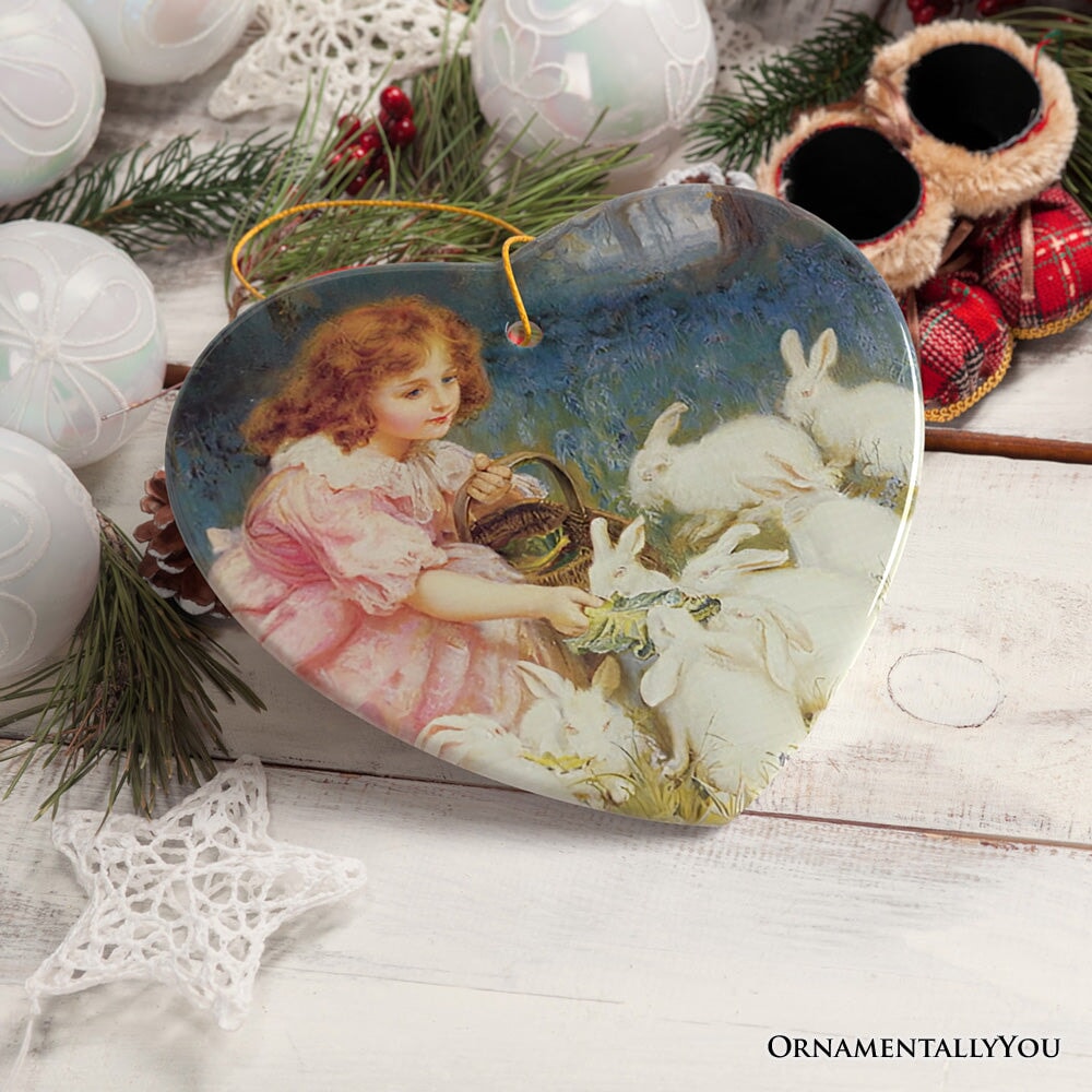 Alice Feeding the Rabbits Ornament, Vintage Adventures in Wonderland Christmas Decor