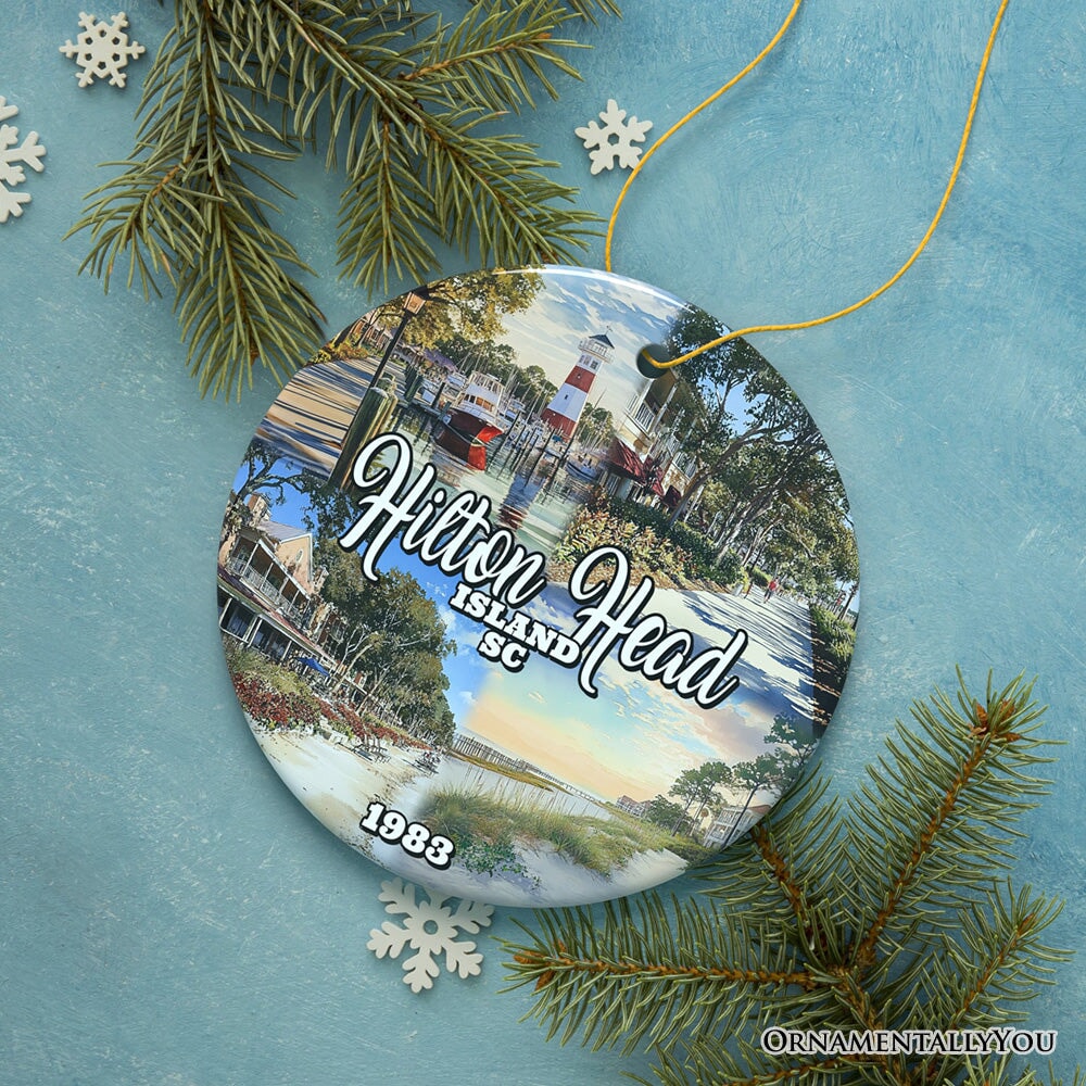 Hilton Head Island Christmas Ornament, South Carolina Coastal Resort Decoration