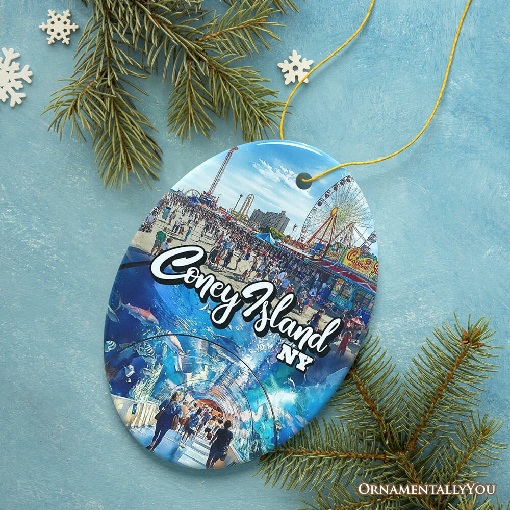 Iconic Coney Island Ornament, New York Coastal Amusement Heritage Christmas Gift Tree Decor