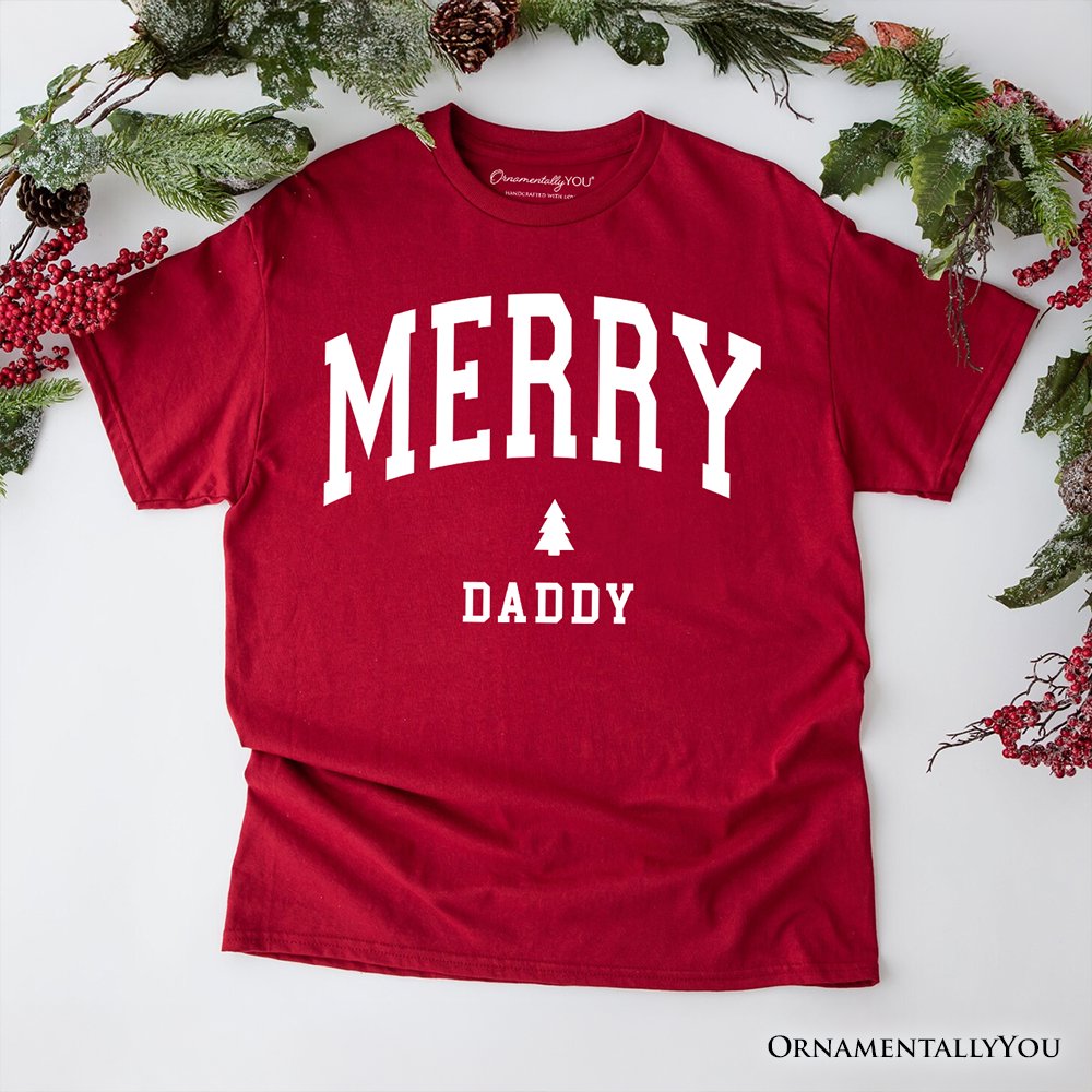 Merry Daddy Retro Christmas T-Shirt, Matching Family Holiday Tee