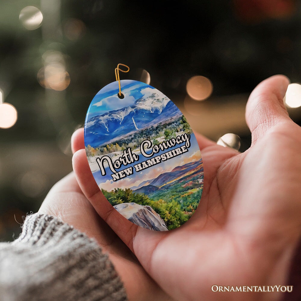 North Conway Scenic Adventure Ornament, New Hampshire White Mountain Charm and Christmas Gift and Souvenir