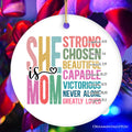 Inspirational Christian Mom Ornament, Motivational Christmas Gift for Strong Mothers