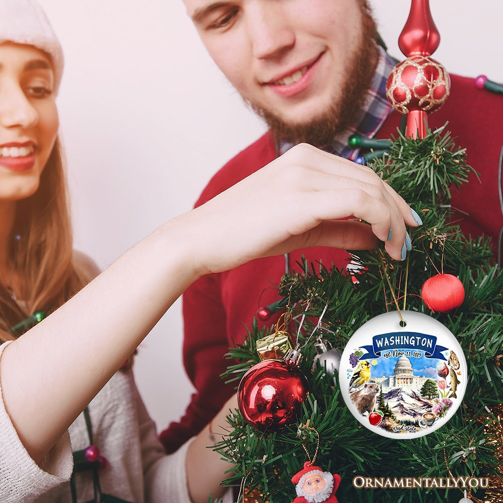 Artistic Washington State Themes and Landmarks Christmas Ornament