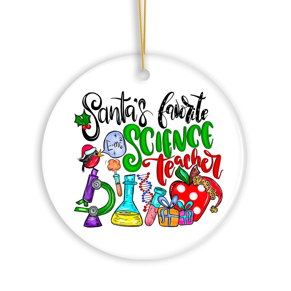 Santa’s Favorite Science Teacher Christmas Ornament, Chemistry, Physics and Biology