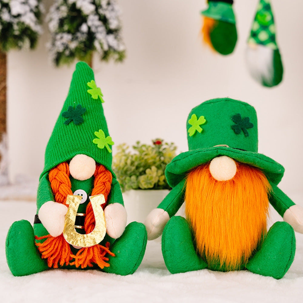St Patricks Day Gnomes, Shamrock Hat and Horseshoe