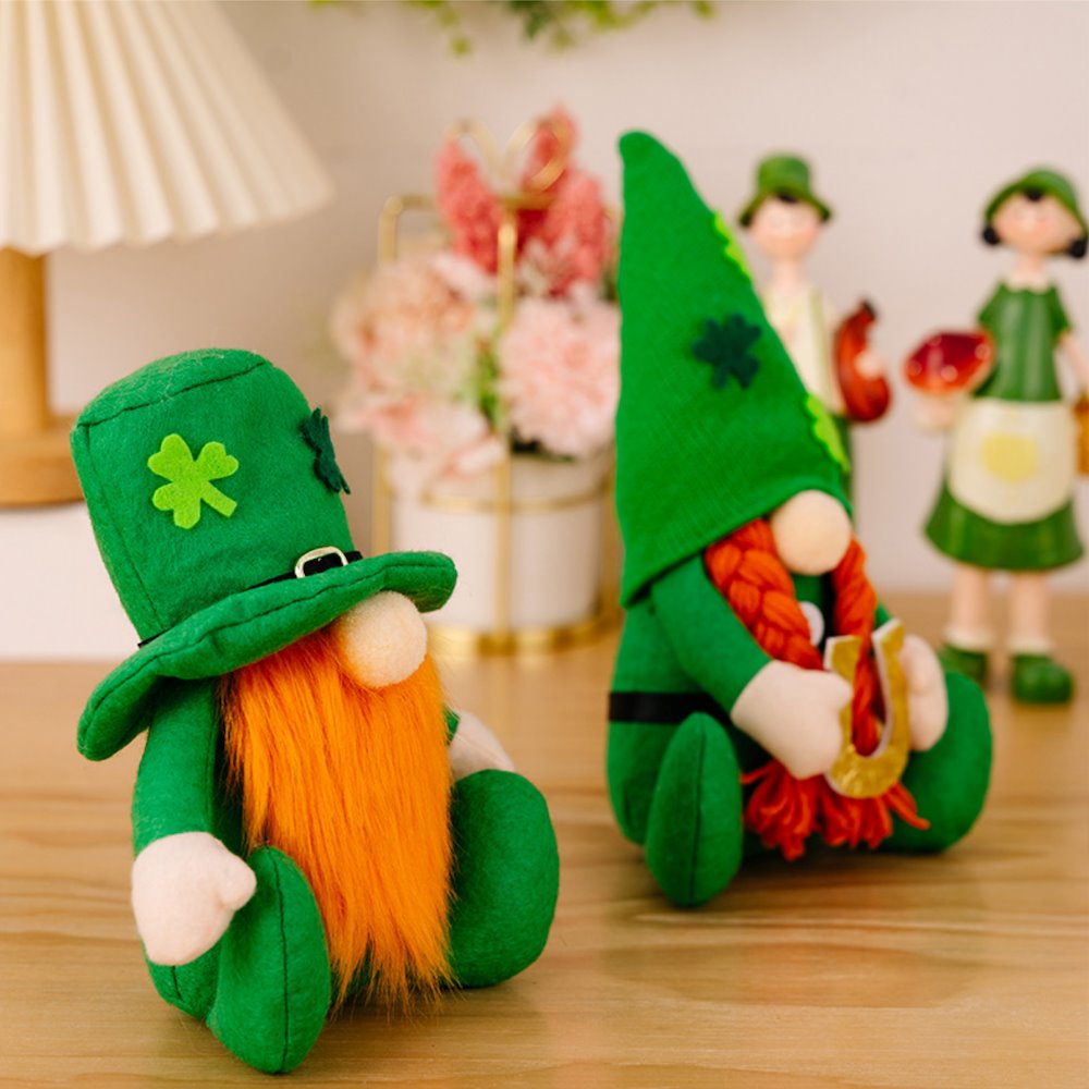St Patricks Day Gnomes, Shamrock Hat and Horseshoe