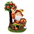 Johnny Apple Gnome Cute Garden Statue, 9" Orchid Picker Whimsical Dwarf Figurine