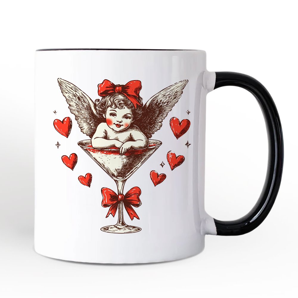 Retro Coquette Cupid Valentine Personalized Mug, Galentine Gift with Custom Name