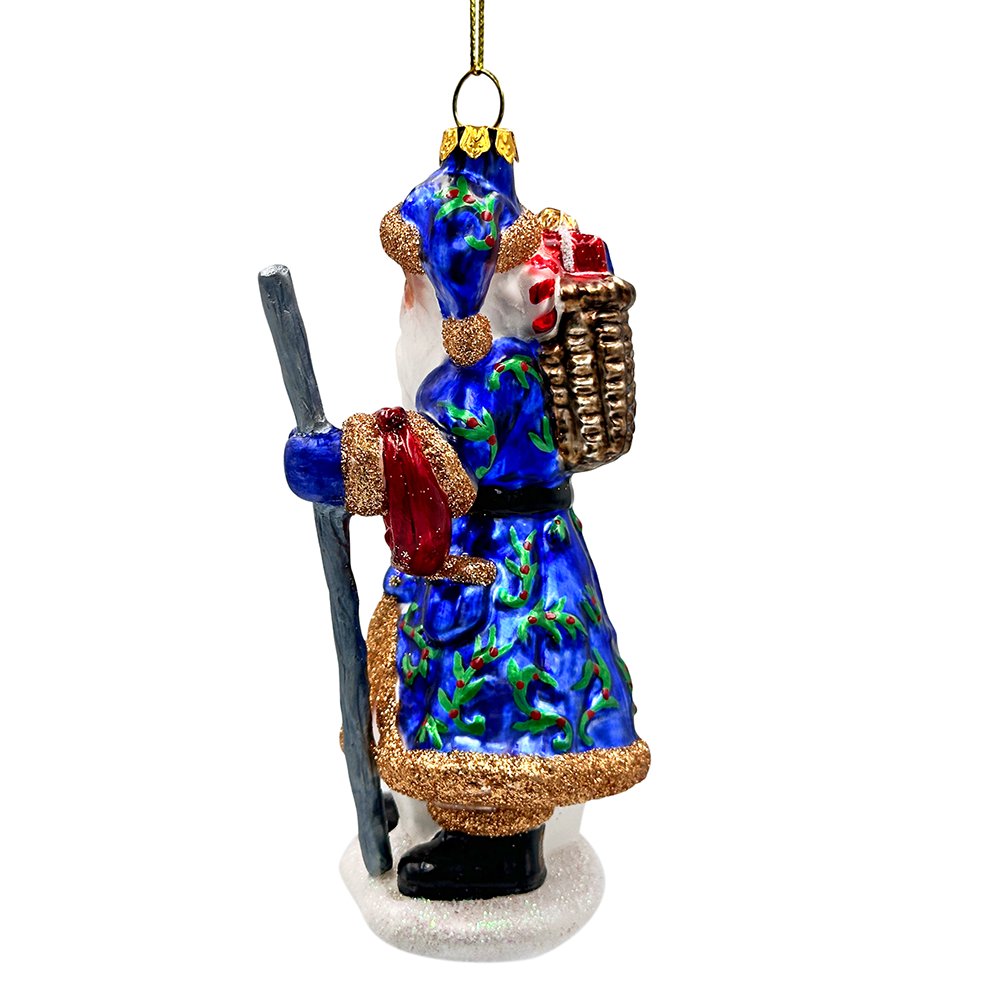 Victorian Vagabound Santa Claus Glass Christmas Ornament, Purple Tree Decor