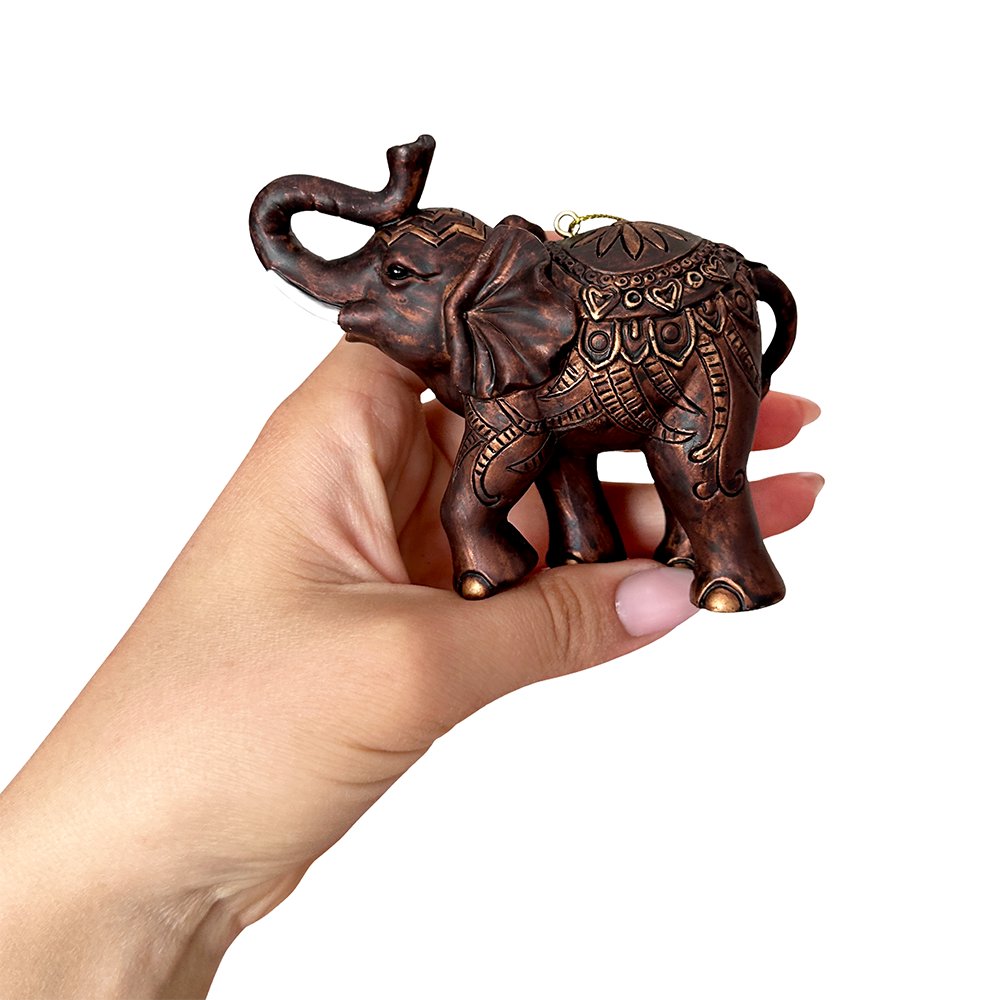 Boho Elephant Ornament, Exotic Resin Christmas Tree Decor