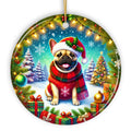 Frosty French Bulldog Ornament, Charming Pup Decoration for Magical Christmas
